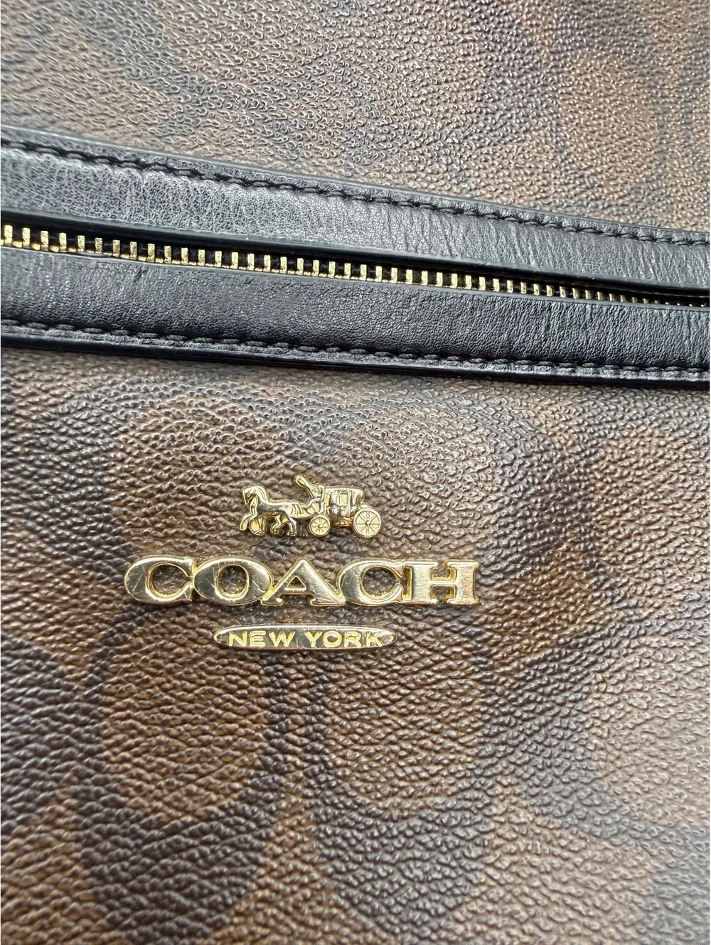 Coach Mae File Crossbody Signature Leather Logo Pattern Brown Black F77885